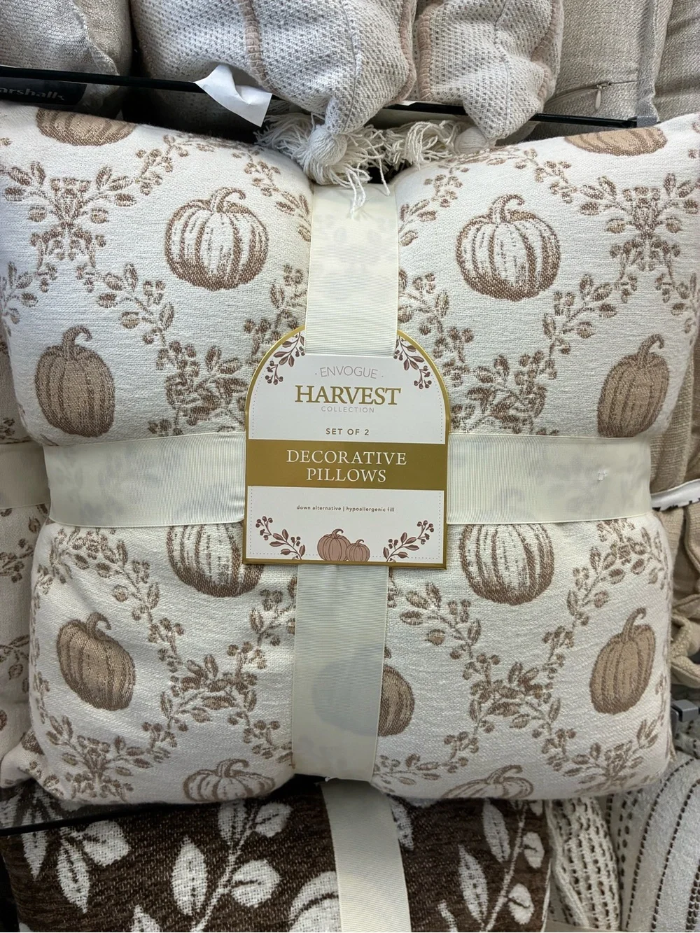 Envogue Cream & Brown Harvest Pumpkin Decorative Pillow Set